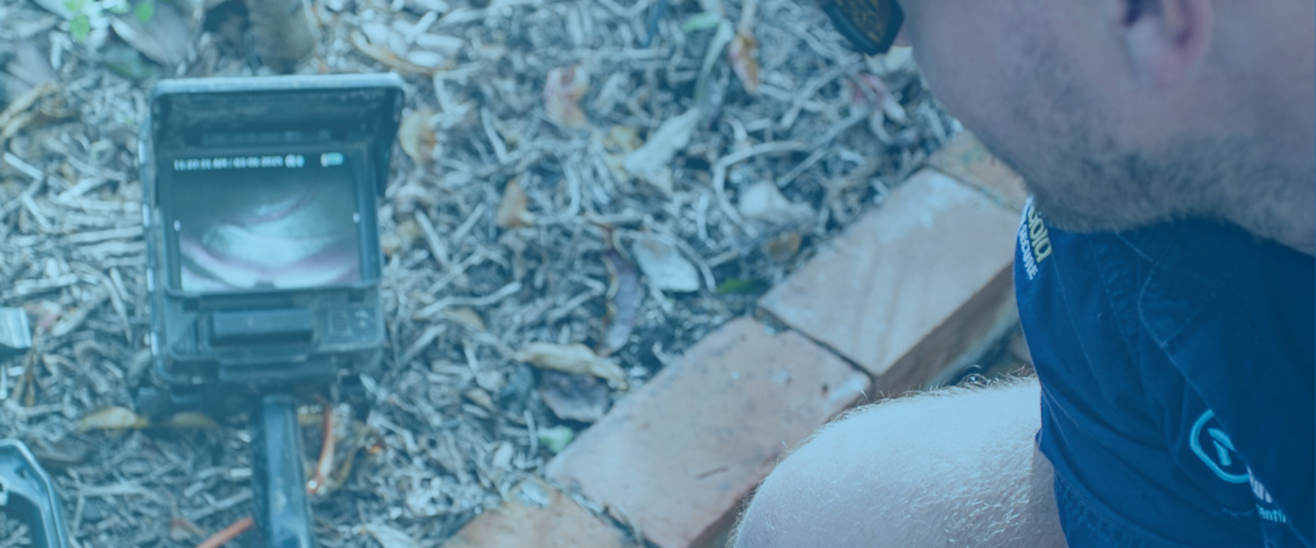 CCTV drain inspection by plumber checking pipe blockage